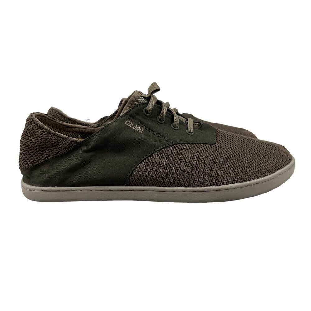 Olukai Nohea Moku Shoes Mens 9 Moss Slip Low Top No Tie Laces Breathable Mesh